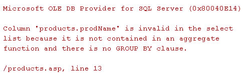 SQL error caused by query string injection