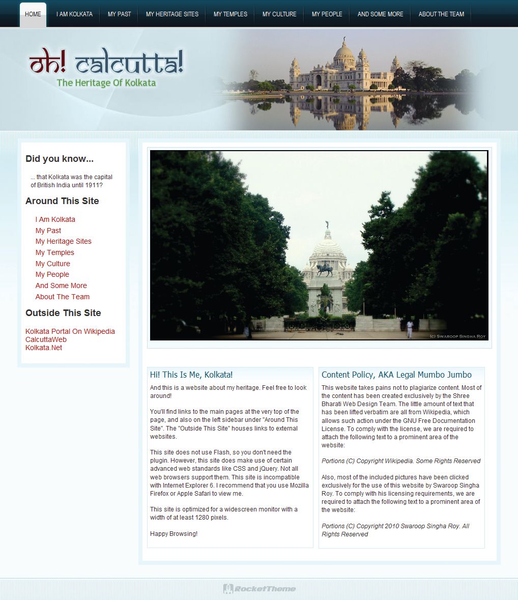 Homepage of website