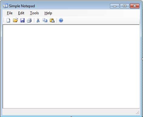 Design view of the Notepad Application