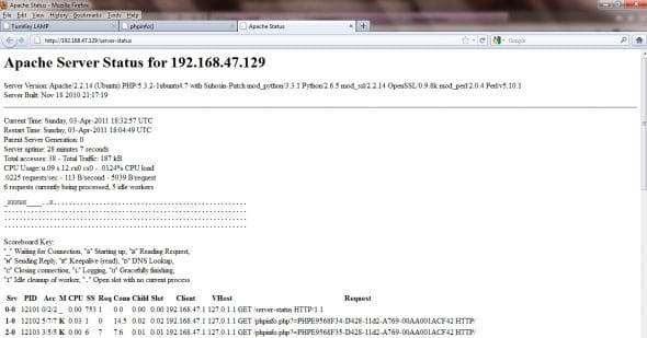 Apache Web server status
