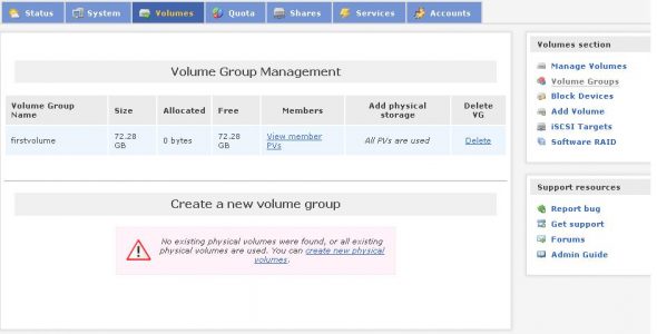 Volume group management