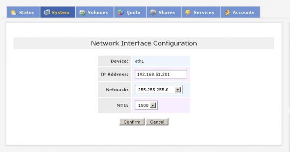 Network interface configuration