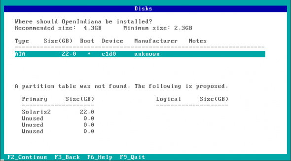 Disk selection for installation