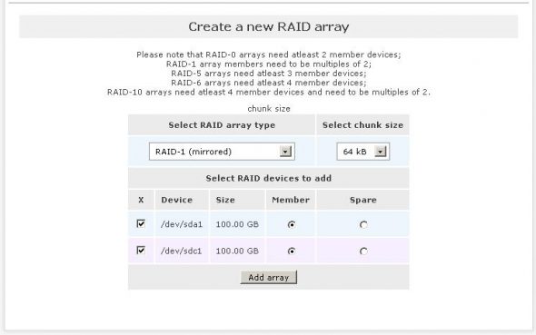 Creating a new RAID array
