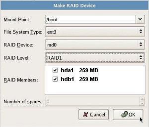 Creating RAID partitions