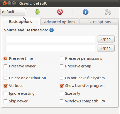 The Interface for Grsync