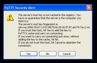 Server host key alert