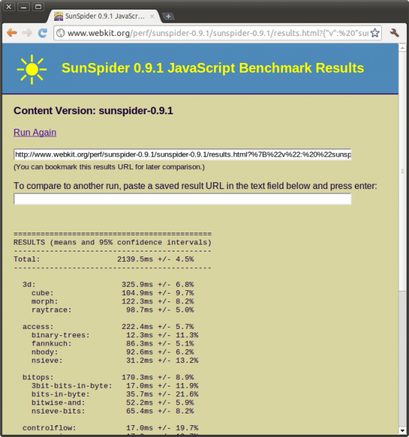 SunSpider benchmark, Chromium