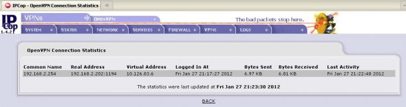 OpenVPN connection statistics