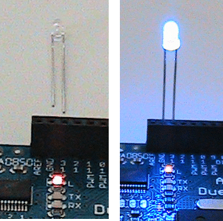 Arduino toggles LED