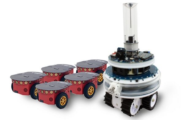 From left to right: Pioneer robots and the Foot-bot robot