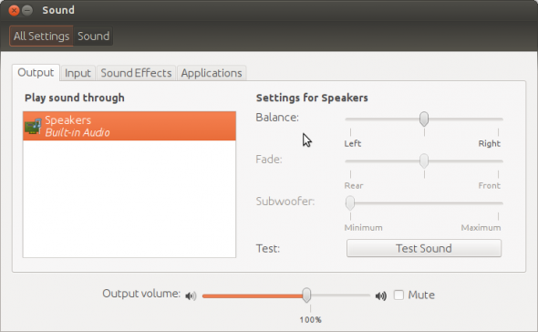 The new volume/sound preferences panel