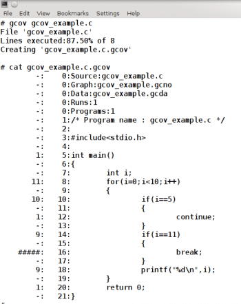 Figure 1 Output of Gcov