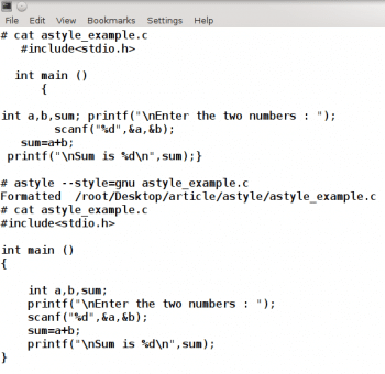 Figure 2 Beautifying program with Astyle