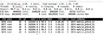 Figure 7 -Multi threaded application with one boss and 4 worker threads