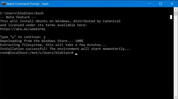 Windows 10 Bash Linux