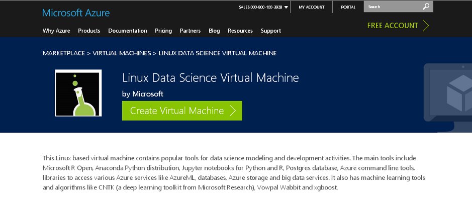 Microsoft Azure lists Linux Data Science Virtual Machine