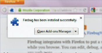 Figure 2: Firebug successfully installed