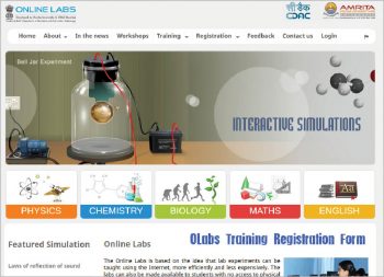 Figure 1 Home page of the OLabs