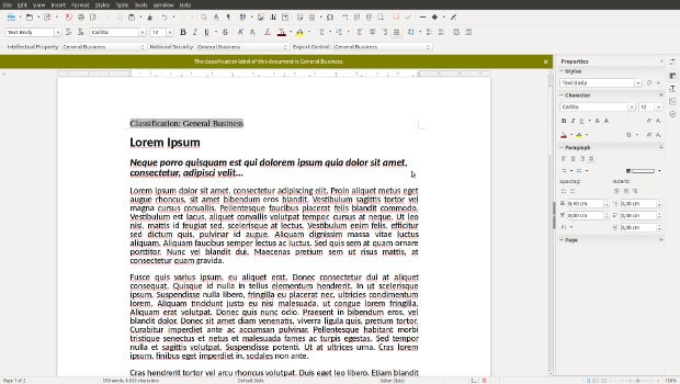 LibreOffice 5.2 with document classification