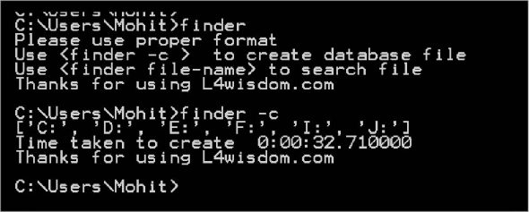 Figure 3 Creating a database of all files