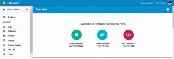 Figure 3 Demo project in the Firebase dashboard 