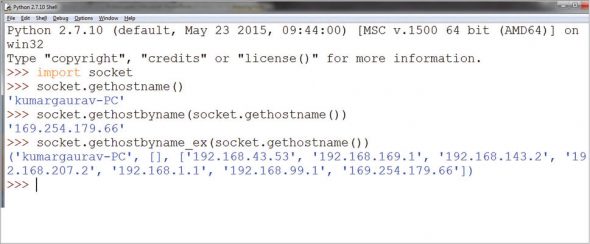 Figure 5 Fetching IP addresses associated with the local system 