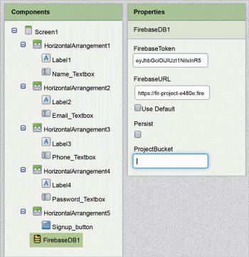 Figure 9 Set the URL to the Firebase component