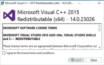 Figure 1 Visual C++ redistribution installation