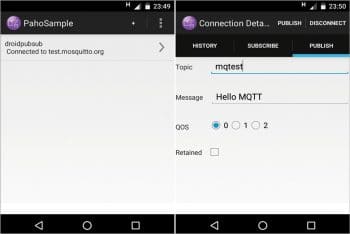 Figure 4 Paho sample app