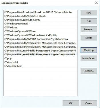 Figure 6 Editing Enviornmental variables