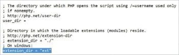 Figure 7 Uncommenting Extension_dir