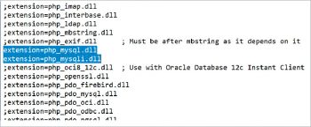 Figure 8 Uncommenting mysql modules