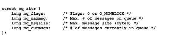 Attribute structure of POSIX message queues