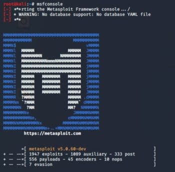 msfconsole in Kali linux