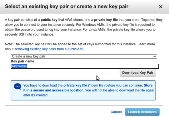 Create key pair