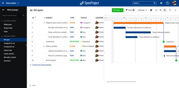 OpenProject Gantt chart