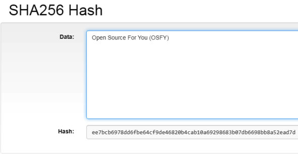 Demonstration of SHA 256 hashing in blockchain