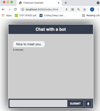 Initial page loaded using the chatroom module 