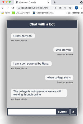 Scenario 1 — chat with bot, a simple chat