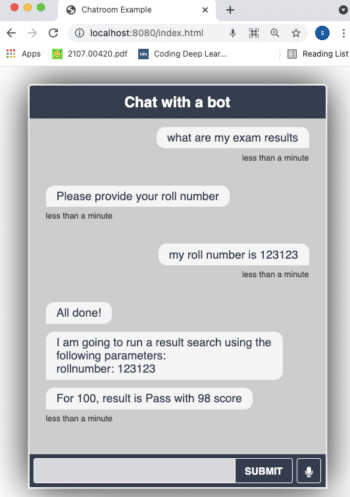 Scenario 3 -- chat with bot, using slots