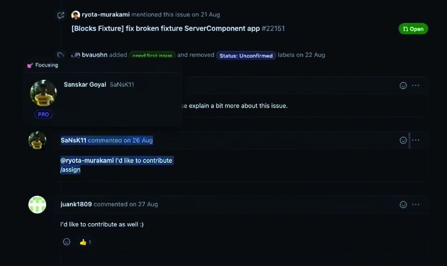  Screenshot showing a user who is already assigned to an issue (Credit: OSI 2021)