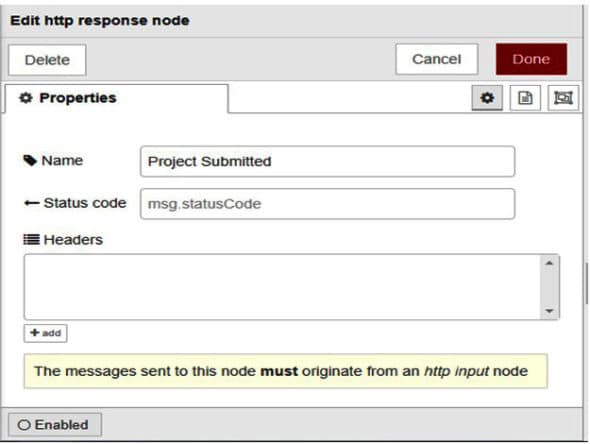 Http response node property configurations 