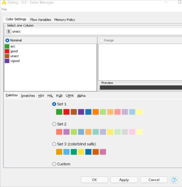 Configuration of colour manager node