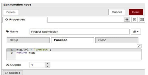 Function node property configurations