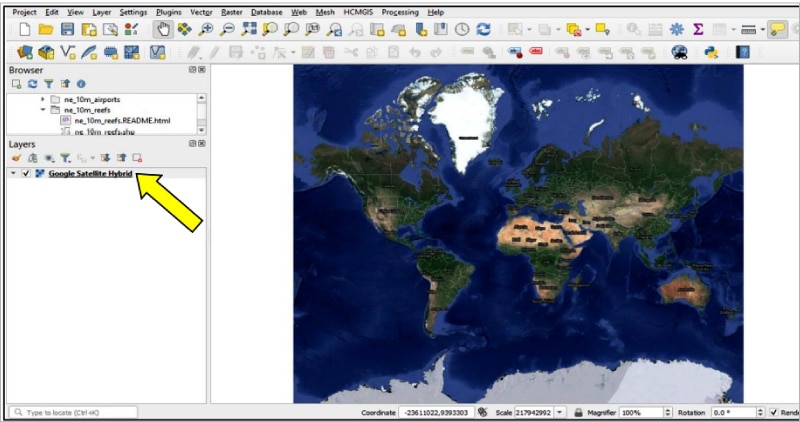 Project view of QGIS