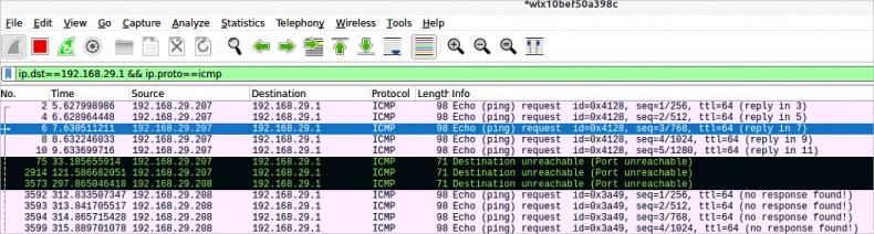 Output of Wireshark