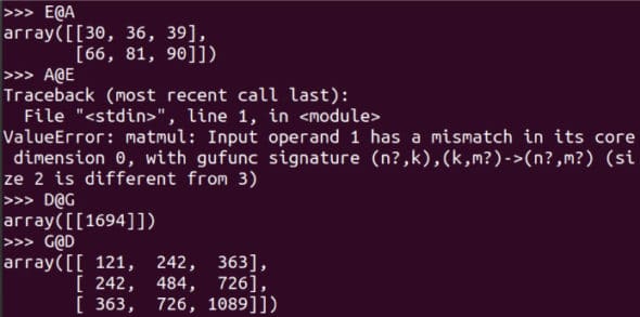 More examples of matrix multiplication