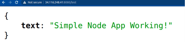 Figure 7: Node.js application running in the Kubernetes cluster