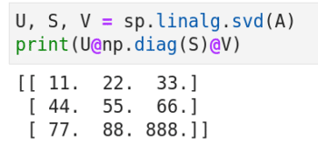 Singular value decomposition with SciPy